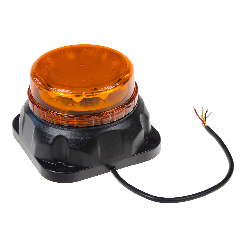 LED maják, 12-24V, 12x3W oranžové barvy s integrovanou zvukovou signalizací, fix