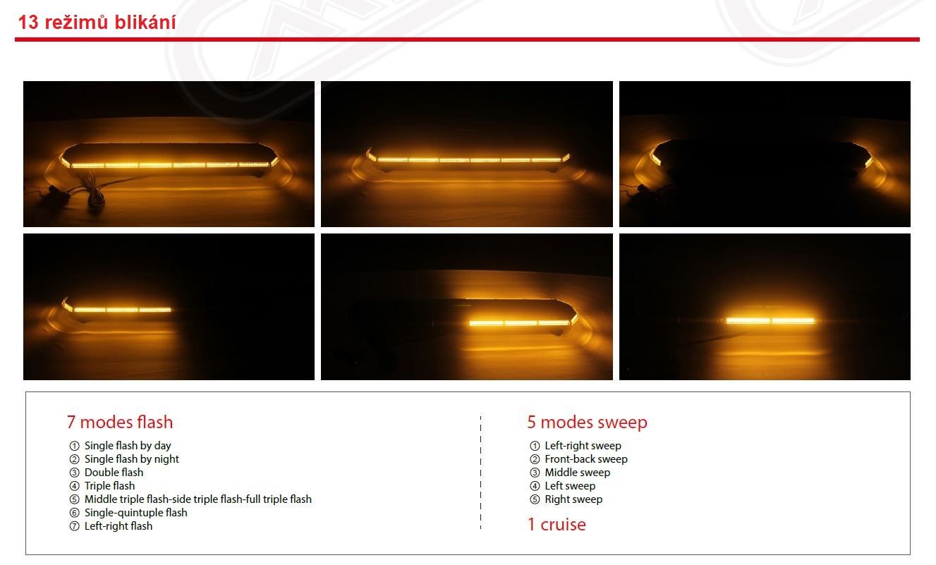 SLIM LED rampa 1070mm, oranžová, 12-24V, 36+144LED, ECE R65