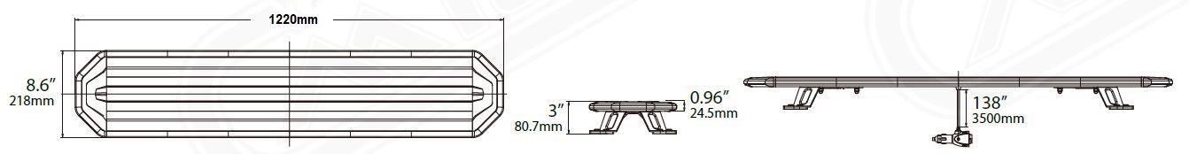 SLIM LED rampa 1220mm, oranžová, 12-24V, 36+168LED, ECE R65