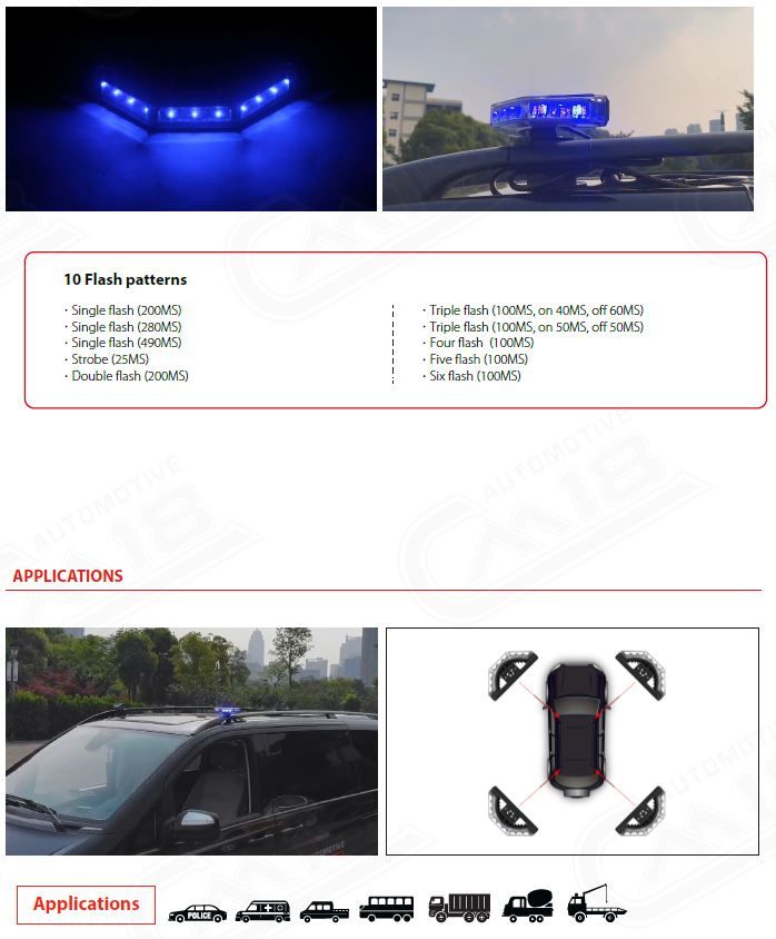 PROFI výstražné LED světlo vnější, modré, 12-24V, ECE R10